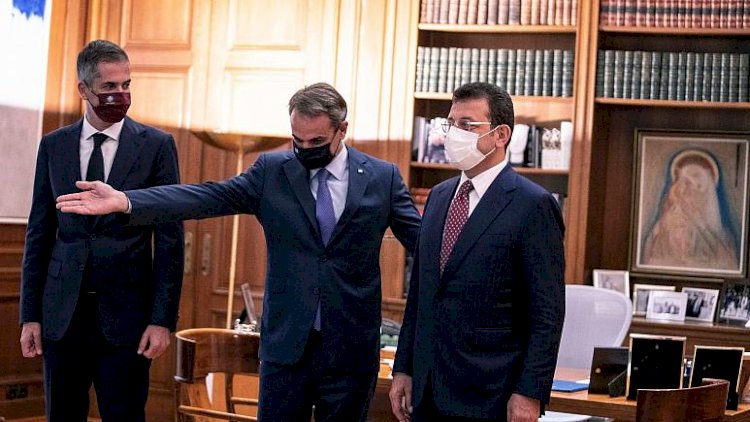 Ekrem İmamoğlu, Atina'da Yunanistan Başbakanı Miçotakis ile bir araya geldi