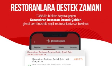 Yemeksepeti ve TOBB İş Birliği İle “Kazandıran Restoran Destek Çeki” Kampanyası
