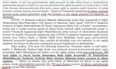 AİLE HEKİMLERİ EK ÖDENEKLERİNİ BEKLİYOR