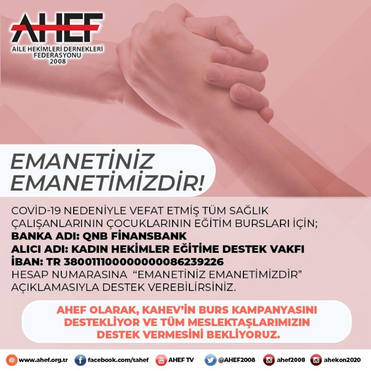AHEF YAŞAMINI YİTİREN SAĞLIK ÇALIŞANLARININ ÇOCUKLARINI UNUTMADI