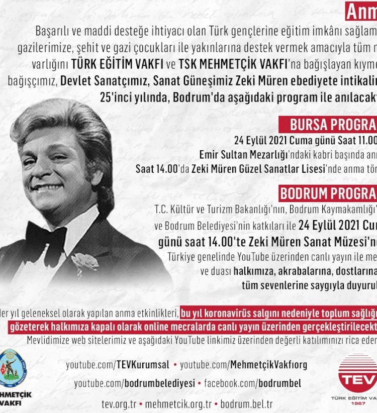 Türk Eğitim Vakfı ve TSK Mehmetçik Vakfı, Zeki Müren’i 25’inci Ölüm Yıl Dönümünde Saygıyla Anıyor