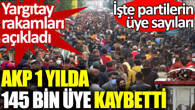 Yargıtay rakamları açıkladı. AKP 1 yılda 145 bin üye kaybetti