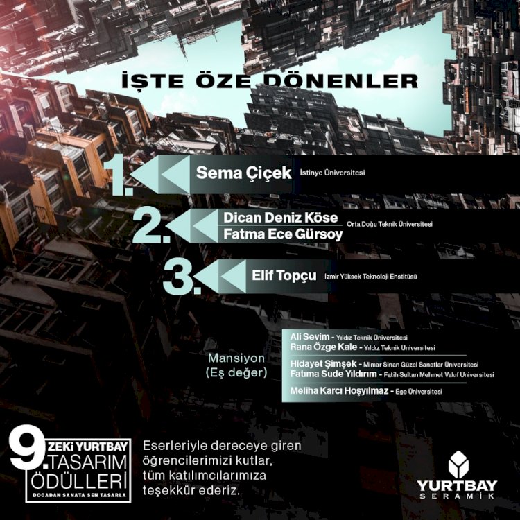 9. Zeki Yurtbay Tasarım Ödülü Yarışması’nın kazananları belli oldu!