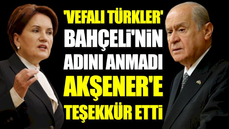 Vefalı Türkler' Bahçeli'nin adını anmadı, Akşener'e teşekkür etti