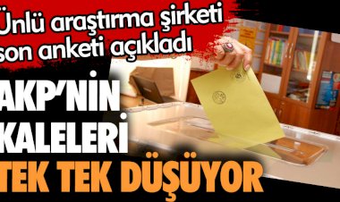 AKP'nin kaleleri tek tek düşüyor. Ünlü araştırma şirketi son anketi açıkladı