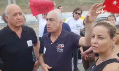 USKUMRUKÖY'DEKİ BETON SANTRALİ İNŞAATINI PROTESTO EDİLDİ