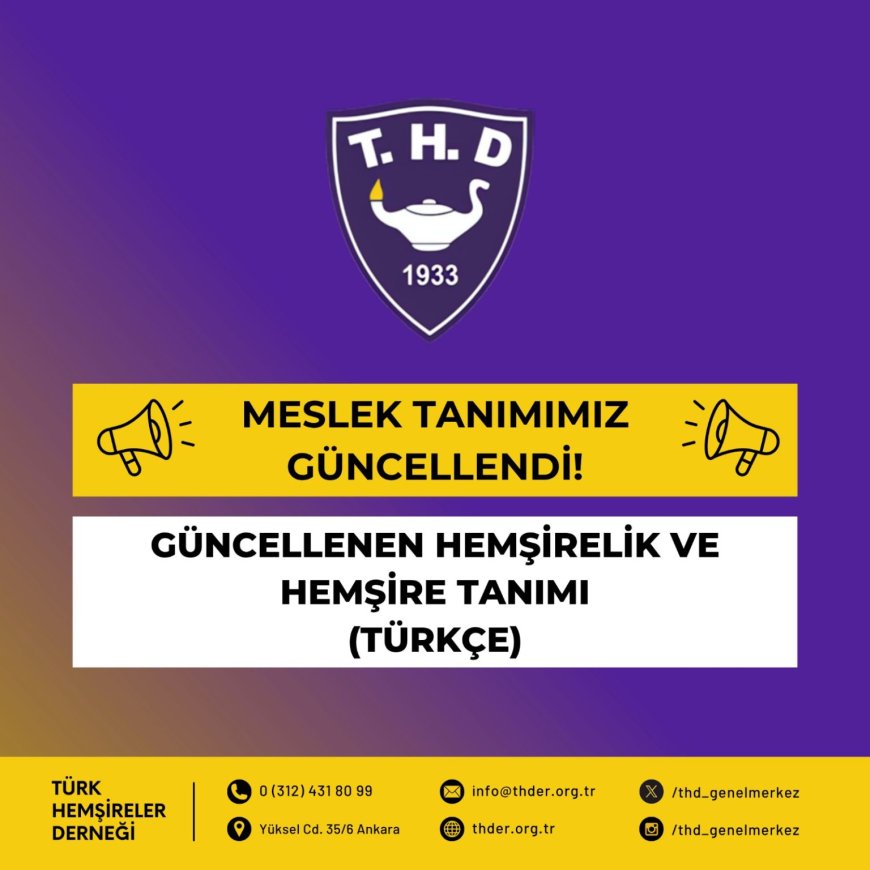 HEMŞİRELİK TANIMLARI GÜNCELLENDİ